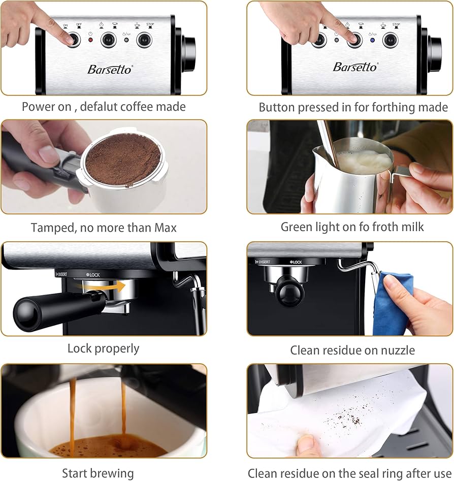 Amazon.co.jp: Barsetto エスプレッソマシン 13.6×11.8×15.8インチ